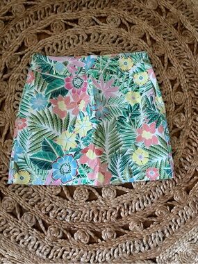 Versona Tropical Floral Mini Skirt - Pink, Green, Yellow Golf